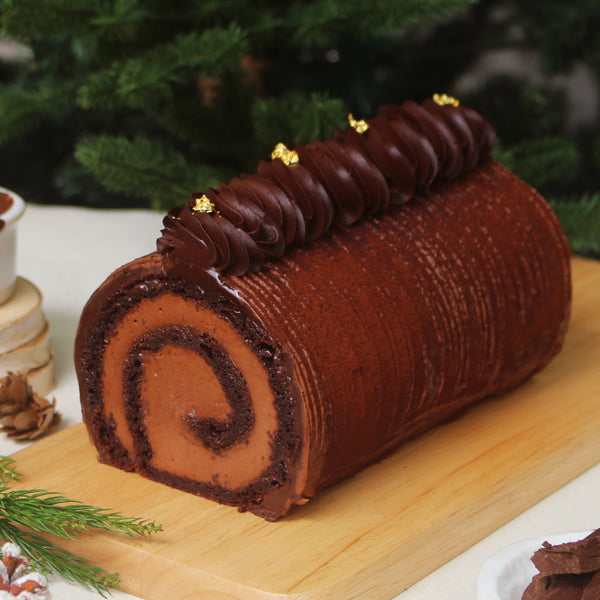 Flourless Valrhona Chocolate Log Cake