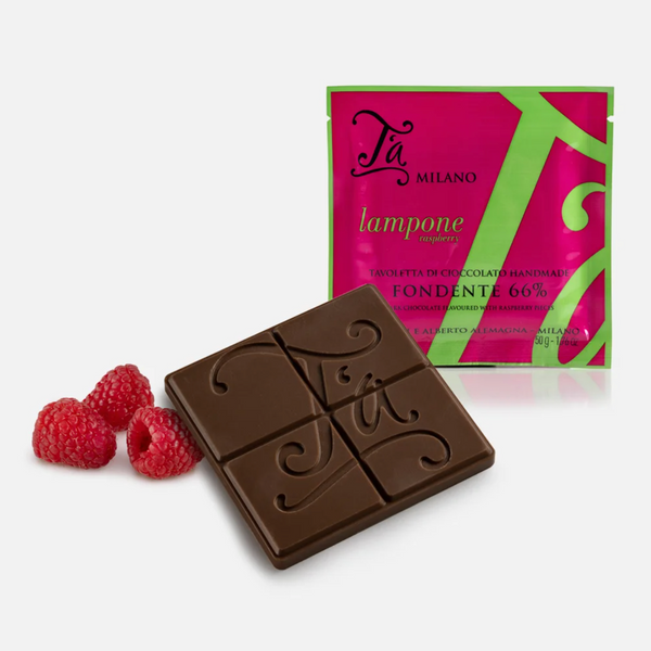 Ta Milano 66% Dark Chocolate Bar flavoured with Raspberry