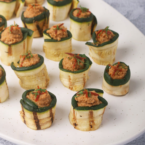 Grilled Zucchini, Artichoke Puree & Sun-dried Tomato